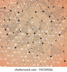 Molecular structure with connected points. Chemistry, technology, science, biology, neuron, atom, molekla. Scientific presentation for your company
