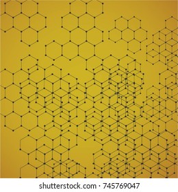 Molecular structure with connected points. Chemistry, technology, science, biology, neuron, atom, molekla. Scientific presentation for your company

