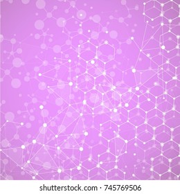 Molecular structure with connected points. Chemistry, technology, science, biology, neuron, atom, molekla. Scientific presentation for your company
