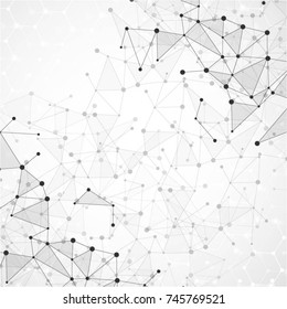 Molecular structure with connected points. Chemistry, technology, science, biology, neuron, atom, molekla. Scientific presentation for your company
