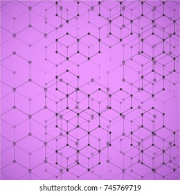 Molecular structure with connected points. Chemistry, technology, science, biology, neuron, atom, molekla. Scientific presentation for your company
