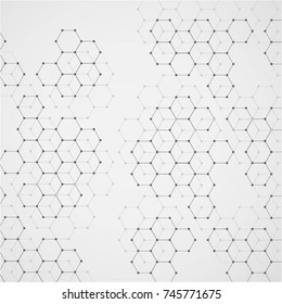 Molecular structure with connected points. Chemistry, technology, science, biology, neuron, atom, molekla. Scientific presentation for your company
