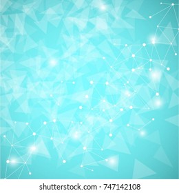 Molecular structure with connected points. Chemistry, technology, science, biology, neuron, atom, molekla. Scientific presentation for your company
