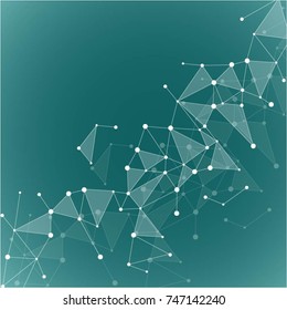 Molecular structure with connected points. Chemistry, technology, science, biology, neuron, atom, molekla. Scientific presentation for your company
