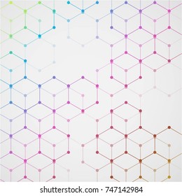 Molecular structure with connected points. Chemistry, technology, science, biology, neuron, atom, molekla. Scientific presentation for your company
