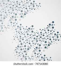 Molecular structure with connected points. Chemistry, technology, science, biology, neuron, atom, molekla. Scientific presentation for your company
