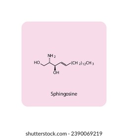 Molecular structure diagram of Sphingosine - a sphingoid base. pink Scientific vector illustration.