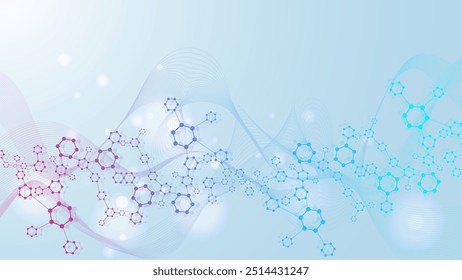 Molecular structure DNA, atom, neurons. Science concept for your design. Connected lines with dots. Medical, technology, chemistry, science background. Vector illustration