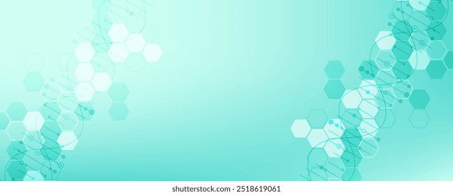 Molecular structure DNA, atom, neurons. Science concept for your design. Connected lines with dots. Medical, technology, chemistry, science background. Vector illustration