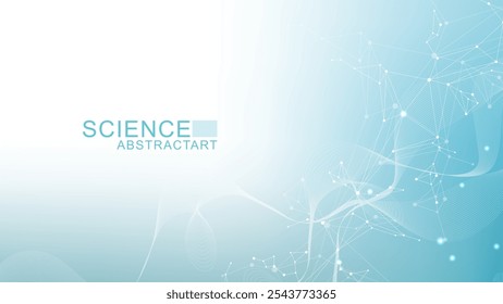 DNA de estrutura molecular, átomo, neurônios. Conceito científico para o seu design. Linhas conectadas com pontos. Médico, tecnologia, química, ciência de fundo. ilustração