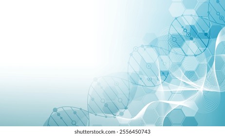 Molecular structure DNA, atom, neurons. Science concept for your design. Connected lines with dots. Medical, technology, chemistry, science background. Vector illustration