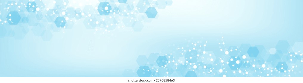 Molecular structure DNA, atom, neurons. Science concept for your design. Connected lines with dots. Medical, technology, chemistry, science background. illustration