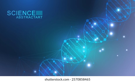 Molecular structure DNA, atom, neurons. Science concept for your design. Connected lines with dots. Medical, technology, chemistry, science background. illustration