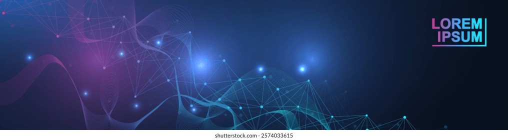 Molecular structure DNA, atom, neurons. Science concept for your design. Connected lines with dots. Medical, technology, chemistry, science background. illustration