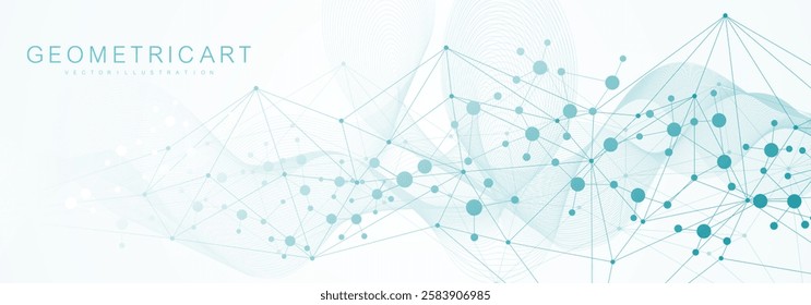 Molecular structure DNA, atom, neurons. Science concept for your design. Connected lines with dots. Medical, technology, chemistry, science background. Vector illustration