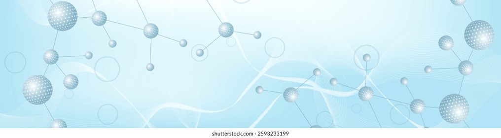 Molecular structure DNA, atom, neurons. Science concept for your design. Connected lines with dots. Medical, technology, chemistry, science background. illustration