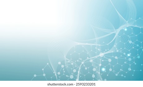 Molecular structure DNA, atom, neurons. Science concept for your design. Connected lines with dots. Medical, technology, chemistry, science background. illustration