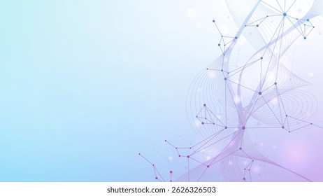 DNA de estrutura molecular, átomo, neurônios. Conceito científico para o seu design. Linhas conectadas com pontos. Médico, tecnologia, química, ciência de fundo. ilustração
