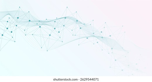 DNA de estrutura molecular, átomo, neurônios. Conceito científico para o seu design. Linhas conectadas com pontos. Medicina, tecnologia, química, formação científica. Ilustração vetorial