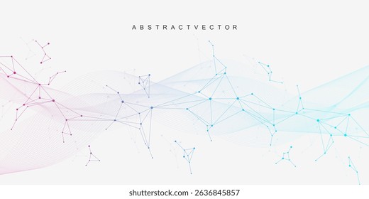 Molecular structure DNA, atom, neurons. Science concept for your design. Connected lines with dots. Medical, technology, chemistry, science background. illustration