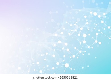 DNA de estrutura molecular, átomo, neurônios. Conceito científico para o seu design. Linhas conectadas com pontos. Medicina, tecnologia, química, formação científica. Ilustração vetorial