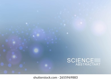 DNA de estrutura molecular, átomo, neurônios. Conceito científico para o seu design. Linhas conectadas com pontos. Medicina, tecnologia, química, formação científica. Ilustração vetorial