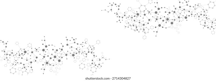 DNA de estrutura molecular, átomo, neurônios. Medicina, tecnologia, química, formação científica. Conceito científico para o seu design. Linhas conectadas com pontos. Ilustração vetorial.