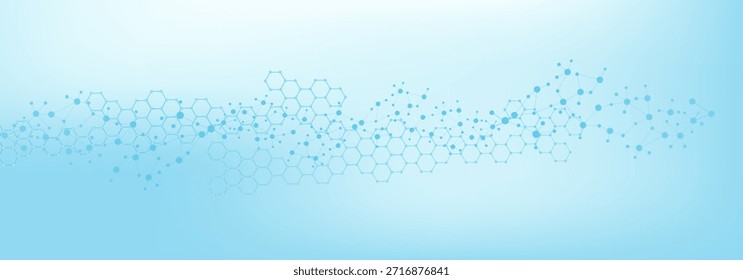 DNA de estrutura molecular, átomo, neurônios. Medicina, tecnologia, química, formação científica. Conceito científico para o seu design. Linhas conectadas com pontos. Ilustração vetorial.