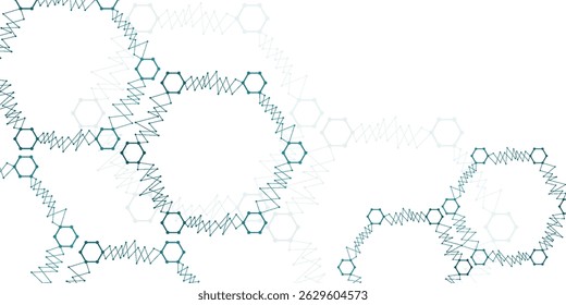 A estrutura molecular do DNA e a conexão dos átomos de neurônios. Conceito científico para o seu design. Tecnologia médica, química, formação científica. Ilustração vetorial