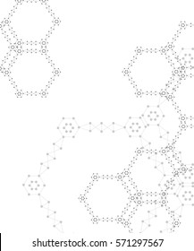 The molecular structure of DNA and the connection of neurons atoms. Science concept for your design. Medical technology, chemistry, science background. Vector illustration on white background