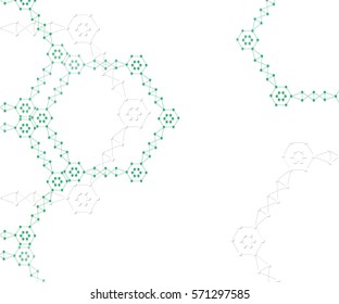 The molecular structure of DNA and the connection of neurons atoms. Science concept for your design. Medical technology, chemistry, science background. Vector illustration on white background