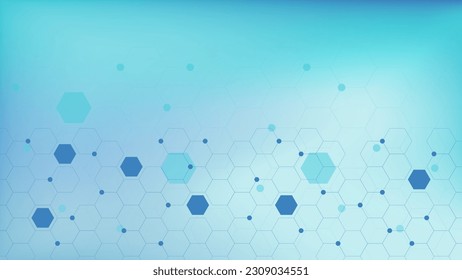 Molecular structure for DNA, medical, science and technology concept. Abstract hexagons shape background design. Vector illustration.