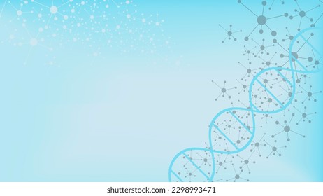 Molecular structure with DNA strand for medical, chemistry and science concept background. Vector illustration.