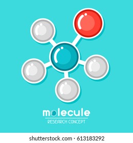 Molecular structure emblem. Research concept in flat style.