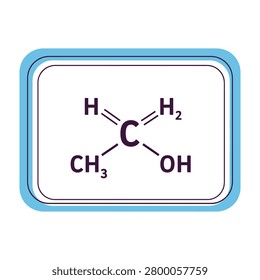 Molecular structure of ethanol, a simple alcohol, with chemical formula and bonds