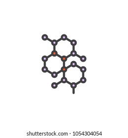 Molecular structure filled outline icon, line vector sign, linear colorful pictogram isolated on white. Chemical formula symbol, logo illustration. Pixel perfect vector graphics