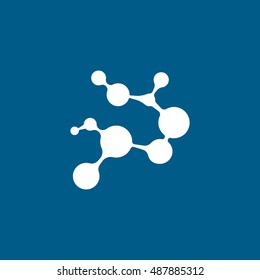 Molecular Structure Flat Icon On Blue Background