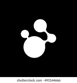 Molecular Structure Flat Icon On Black Background