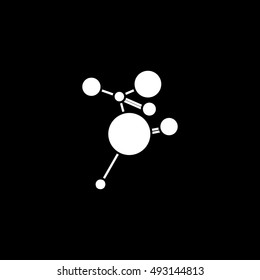 Molecular Structure Flat Icon On Black Background