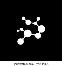 Molecular Structure Flat Icon On Black Background