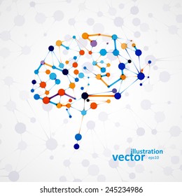 Molecular structure in the form of brain, futuristic vector illustration eps1