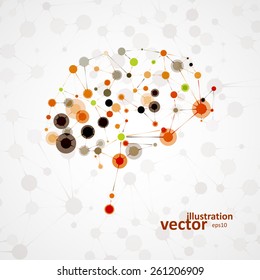 Molecular structure in the form of brain, futuristic vector illustration eps1