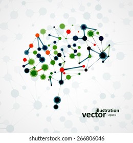 Molecular structure in the form of brain, futuristic vector illustration