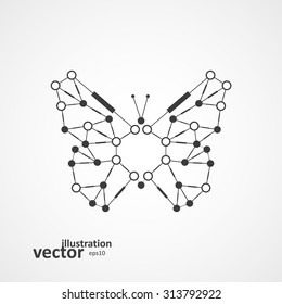 Molecular structure in the form of butterfly, futuristic vector illustration eps10