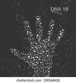 Molecular structure in the form of hand,  vector elegant illustration