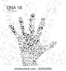 Molecular structure in the form of hand,  vector elegant illustration
