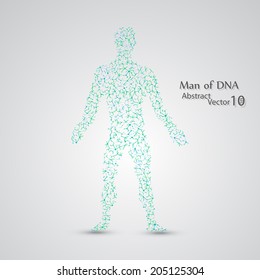 Molecular structure in the form of man,  vector elegant illustration