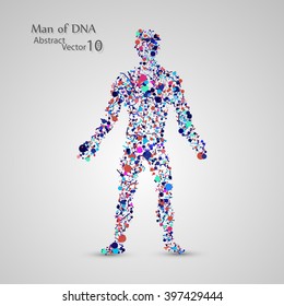 Molecular structure in the form of man,  vector elegant illustration
