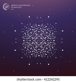 Molecular structure in the form of a sphere. Vector illustration