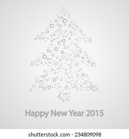Molecular structure in the form of tree for the new year,  vector elegant illustration